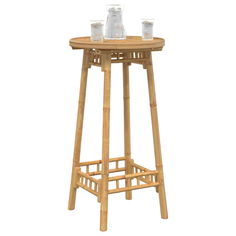 vidaXL Round Outdoor Bar Table in Bamboo with Tall Footrest in Brown