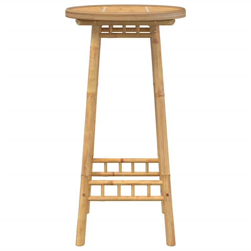 vidaXL Round Outdoor Bar Table in Bamboo with Tall Footrest in Brown