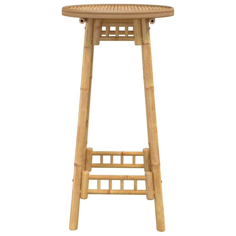 vidaXL Round Outdoor Bar Table in Bamboo with Tall Footrest in Brown