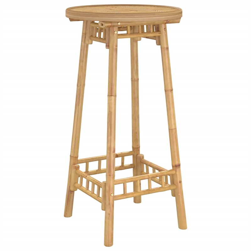 vidaXL Round Outdoor Bar Table in Bamboo with Tall Footrest in Brown