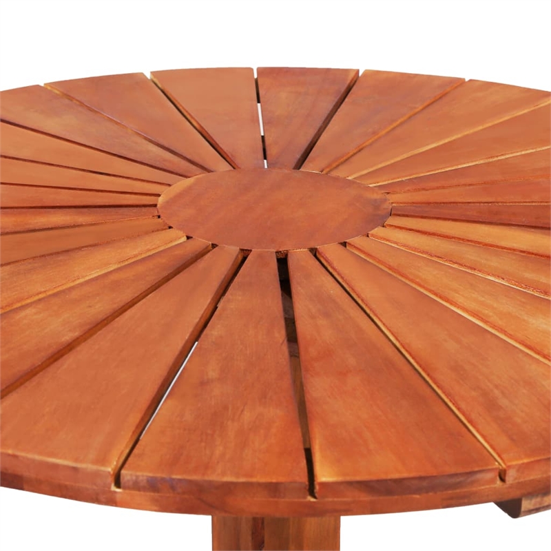 vidaXL Solid Acacia Wood Pedestal Table in Brown