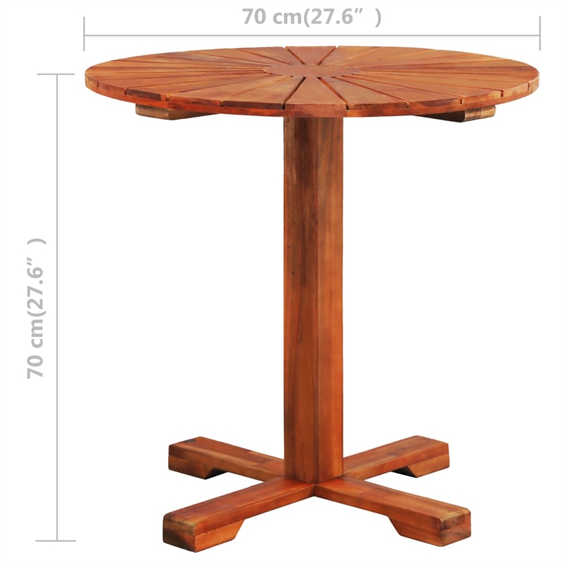 vidaXL Solid Acacia Wood Pedestal Table in Brown