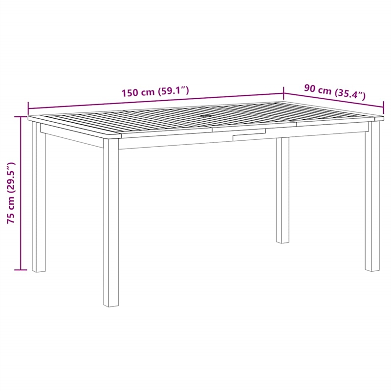 vidaXL Solid Acacia Wood Dining Table in Natural/Brown