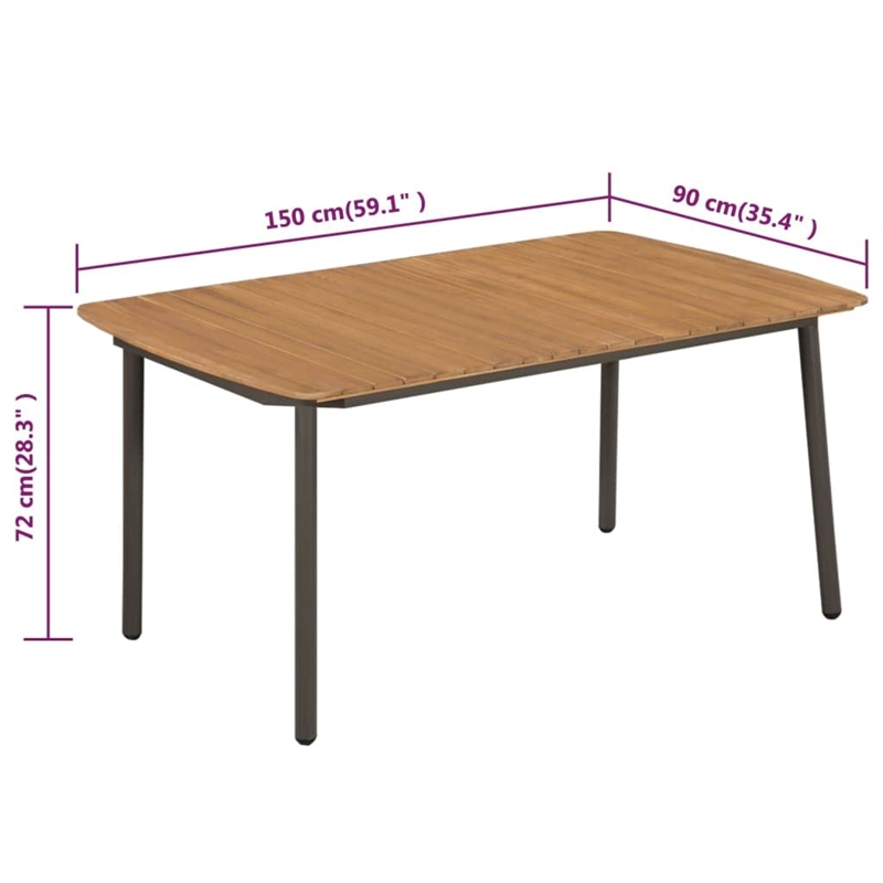 vidaXL Solid Acacia Wood Dining Table in Brown