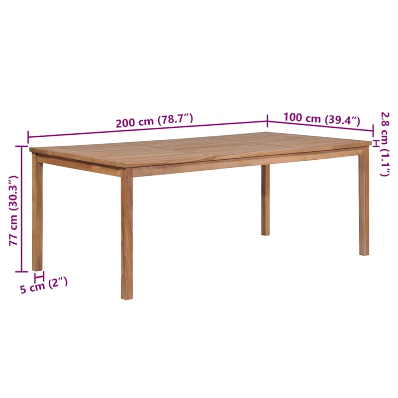 vidaXL Solid Teak Wood Dining Table in Natural/Brown