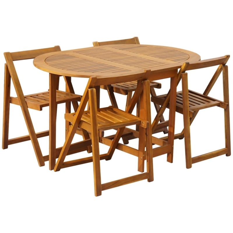 vidaXL Acacia Wood with Oil Finish Outdoor Dining Set in Natural/Brown