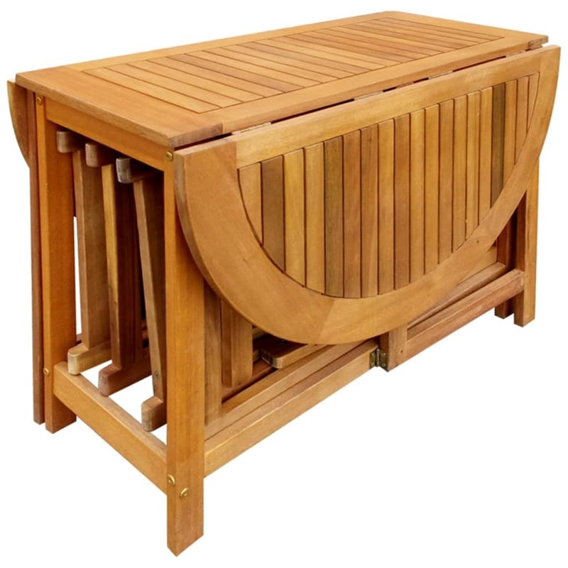 vidaXL Acacia Wood with Oil Finish Outdoor Dining Set in Natural/Brown