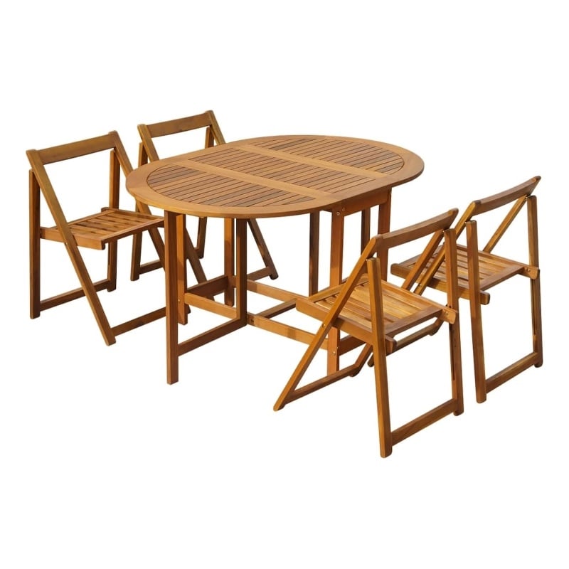 vidaXL Acacia Wood with Oil Finish Outdoor Dining Set in Natural/Brown