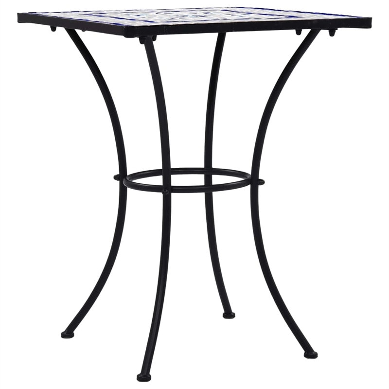 vidaXL Ceramic Top with Coated Iron Frame Bistro Table in Blue and White