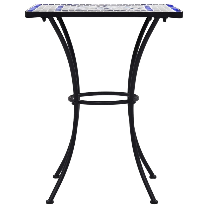 vidaXL Ceramic Top with Coated Iron Frame Bistro Table in Blue and White
