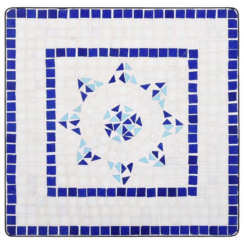vidaXL Ceramic Top with Coated Iron Frame Bistro Table in Blue and White