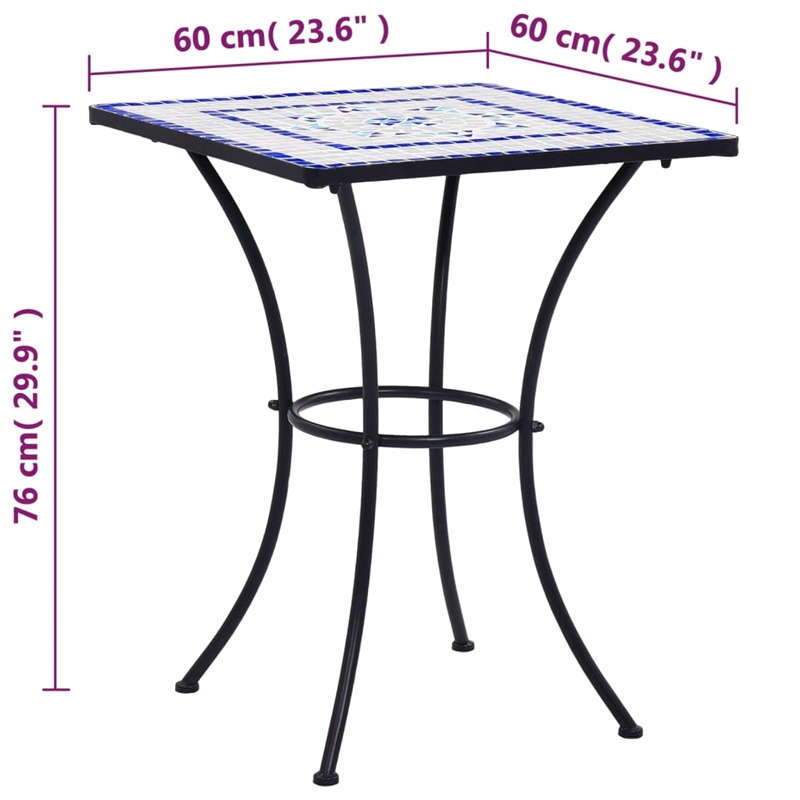 vidaXL Ceramic Top with Coated Iron Frame Bistro Table in Blue and White