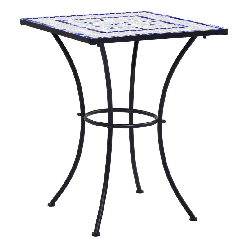 vidaXL Ceramic Top with Coated Iron Frame Bistro Table in Blue and White