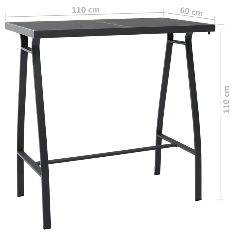 vidaXL Garden Bar Table in Black and Dark Gray