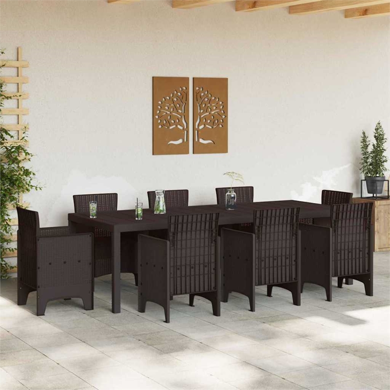 vidaXL Poly Rattan Garden Dining Table in Brown