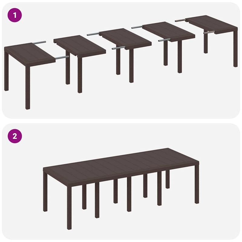 vidaXL Poly Rattan Garden Dining Table in Brown