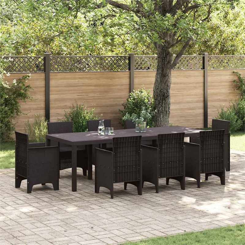 vidaXL Poly Rattan Garden Dining Table in Brown