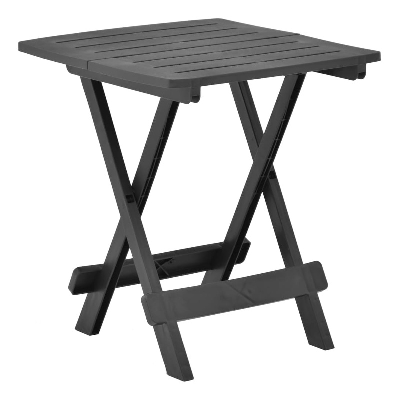 vidaXL Plastic Folding Patio Table in Anthracite/Gray