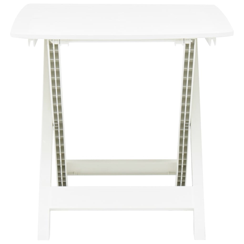vidaXL Plastic Bistro Style Medium Foldable Garden Dining Table in White
