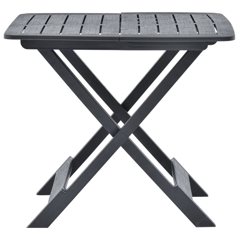 vidaXL Plastic Bistro Style Foldable Garden Dining Table in Anthracite/Gray