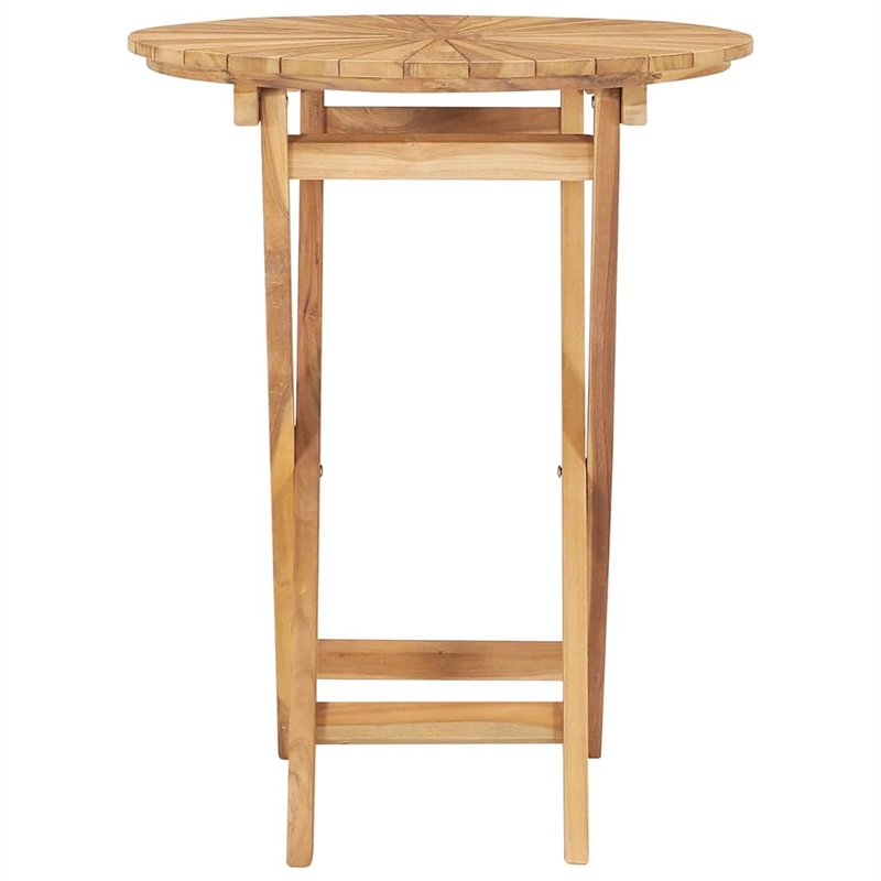 vidaXL Solid Teak Wood Small Foldable Outdoor Table in Natural/Brown Teak