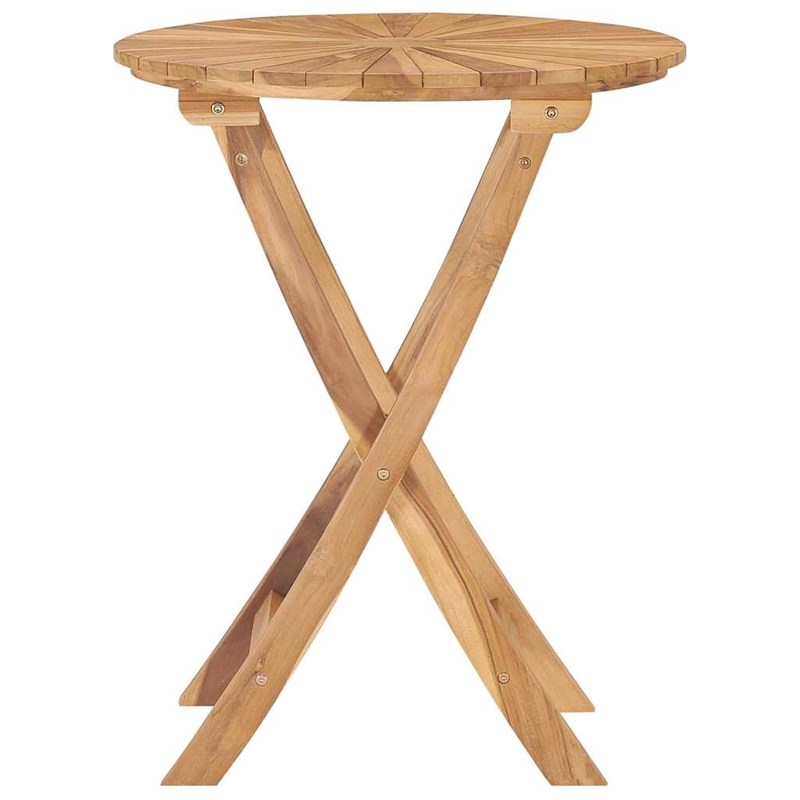vidaXL Solid Teak Wood Small Foldable Outdoor Table in Natural/Brown Teak