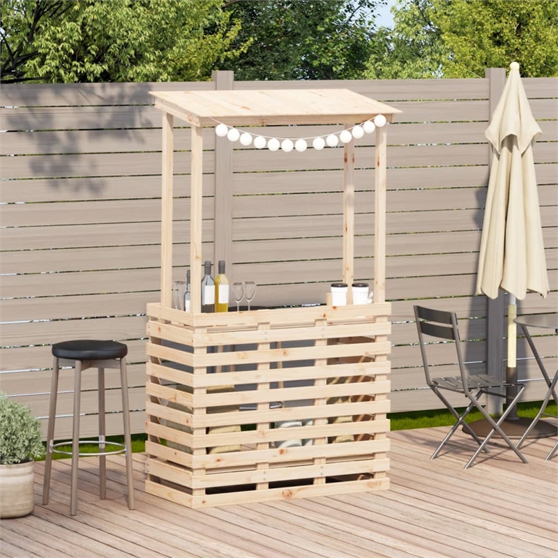 vidaXL Solid Pine Wood Medium Outdoor Bar Table  in Natural/Brown