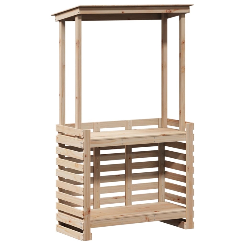 vidaXL Solid Pine Wood Medium Outdoor Bar Table  in Natural/Brown