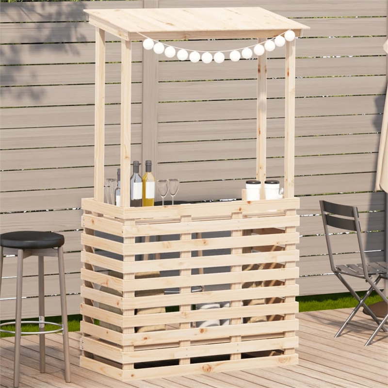 vidaXL Solid Pine Wood Medium Outdoor Bar Table  in Natural/Brown