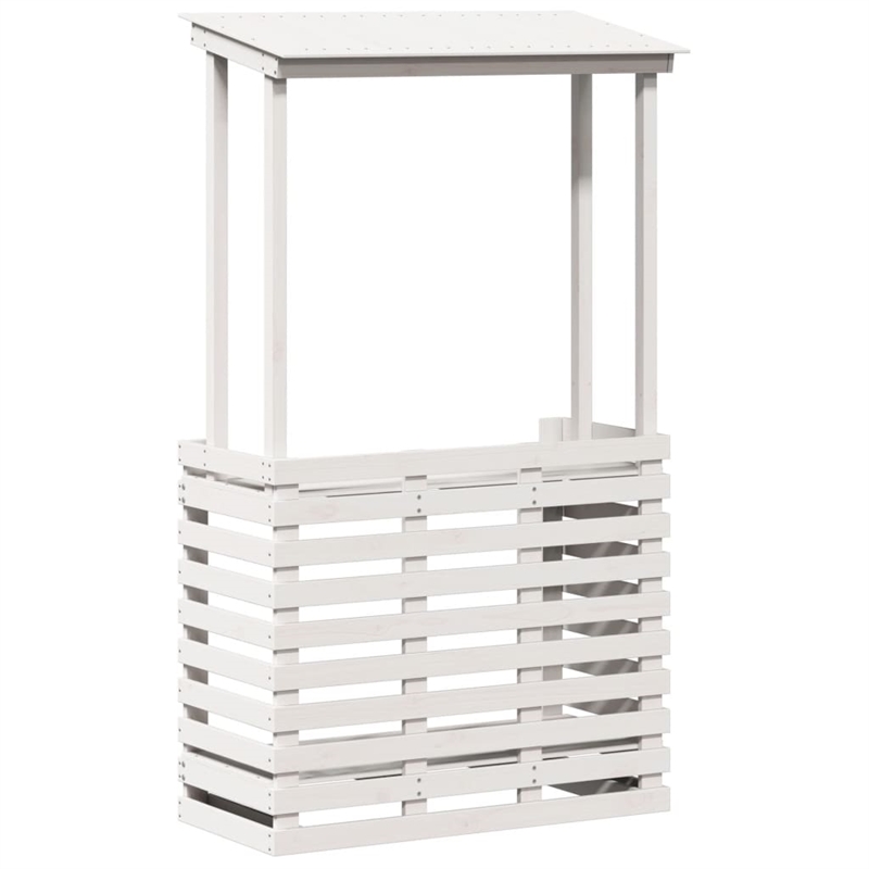 vidaXL Solid Pine Wood Medium Outdoor Bar Table in White