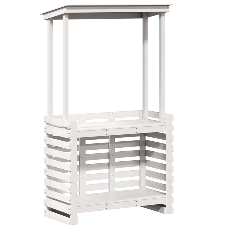 vidaXL Solid Pine Wood Medium Outdoor Bar Table in White