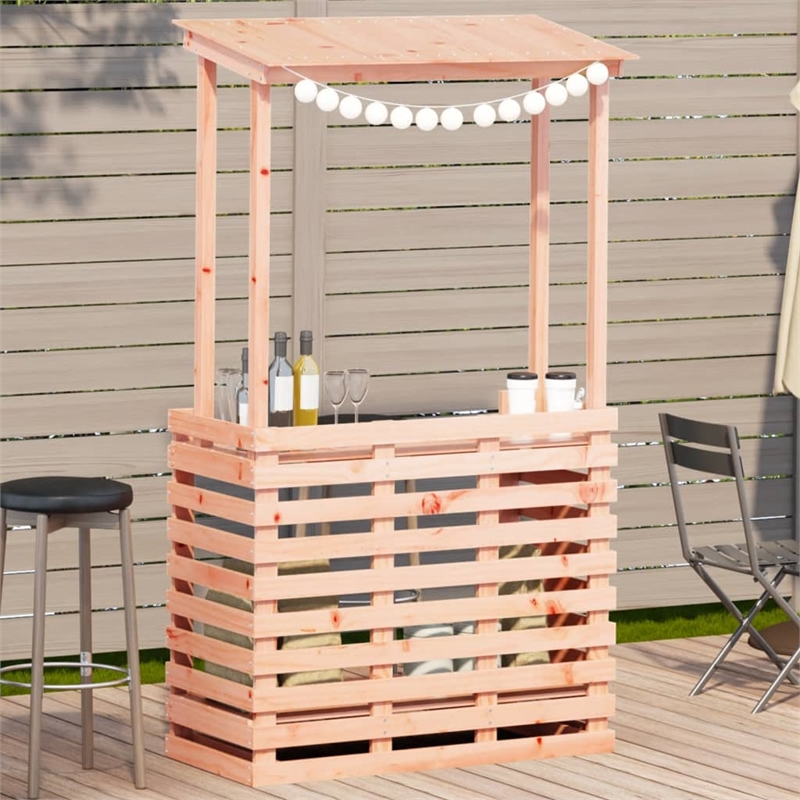 vidaXL Solid Douglas Wood Large Outdoor Bar Table  in Natural/Brown