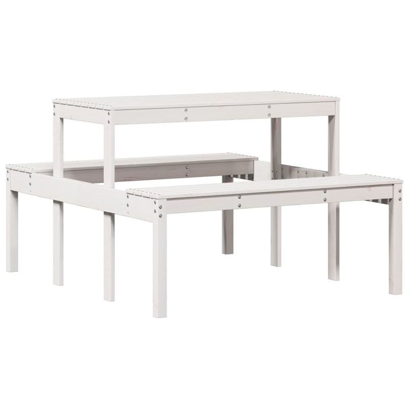 vidaXL Solid Pine Wood Picnic Table in White