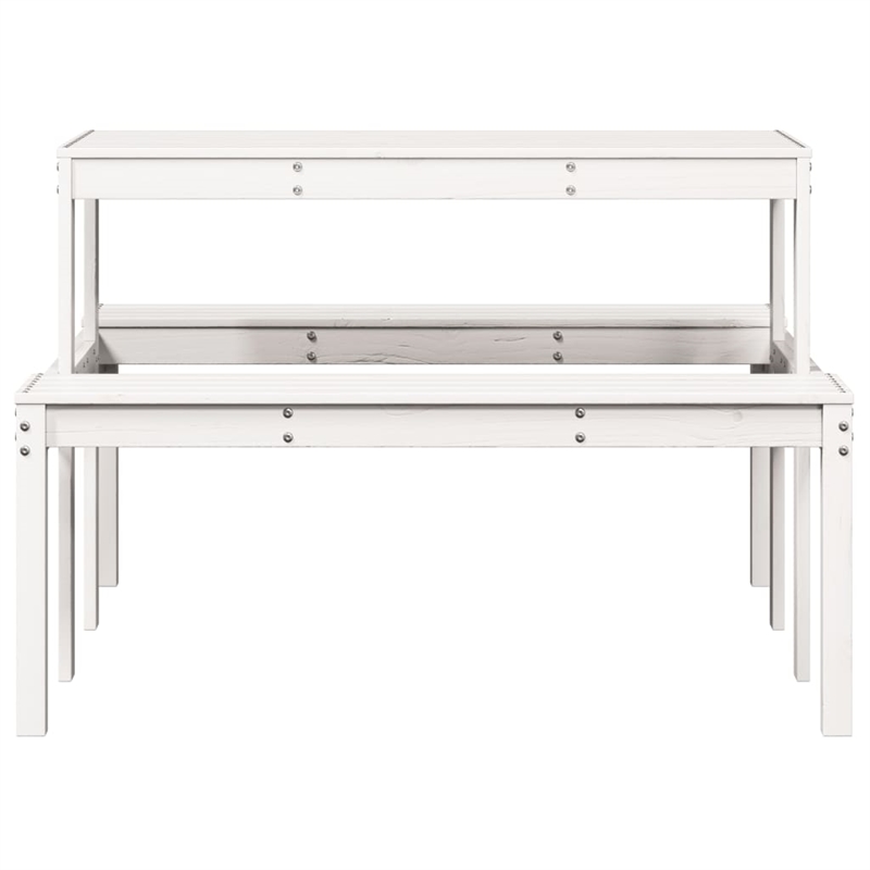 vidaXL Solid Pine Wood Picnic Table in White