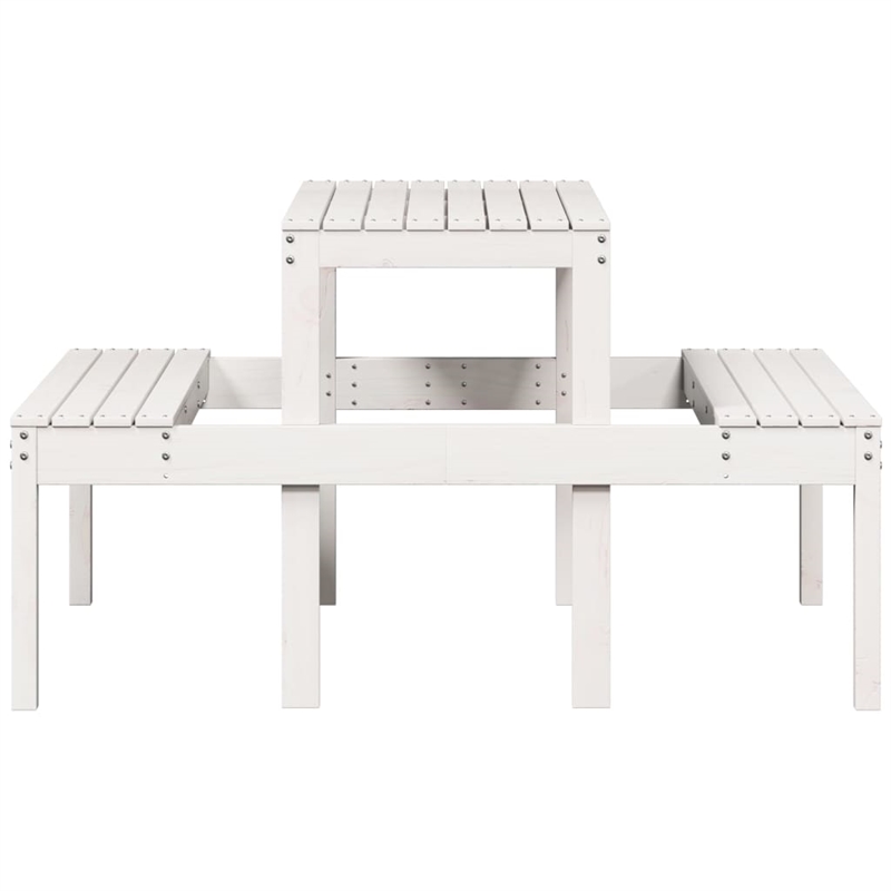 vidaXL Solid Pine Wood Picnic Table in White