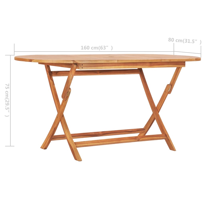 vidaXL Solid Teak Wood Dining Table in Natural/Brown Teak