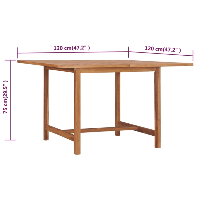 vidaXL Solid Teak Wood Dining Table in Warm Golden Brown