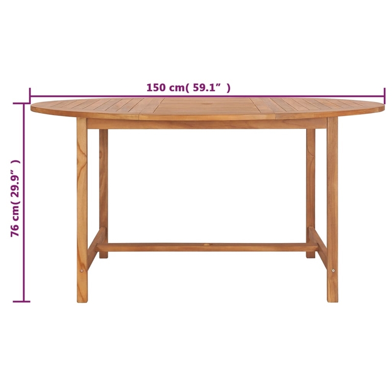 vidaXL Solid Teak Wood Dining Table in Natural/Brown Teak