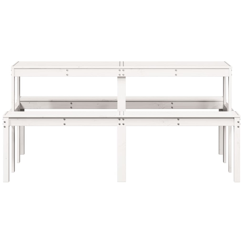 vidaXL Solid Pine Wood Picnic Table in White