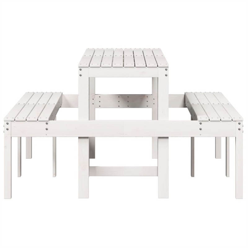 vidaXL Solid Pine Wood Picnic Table in White