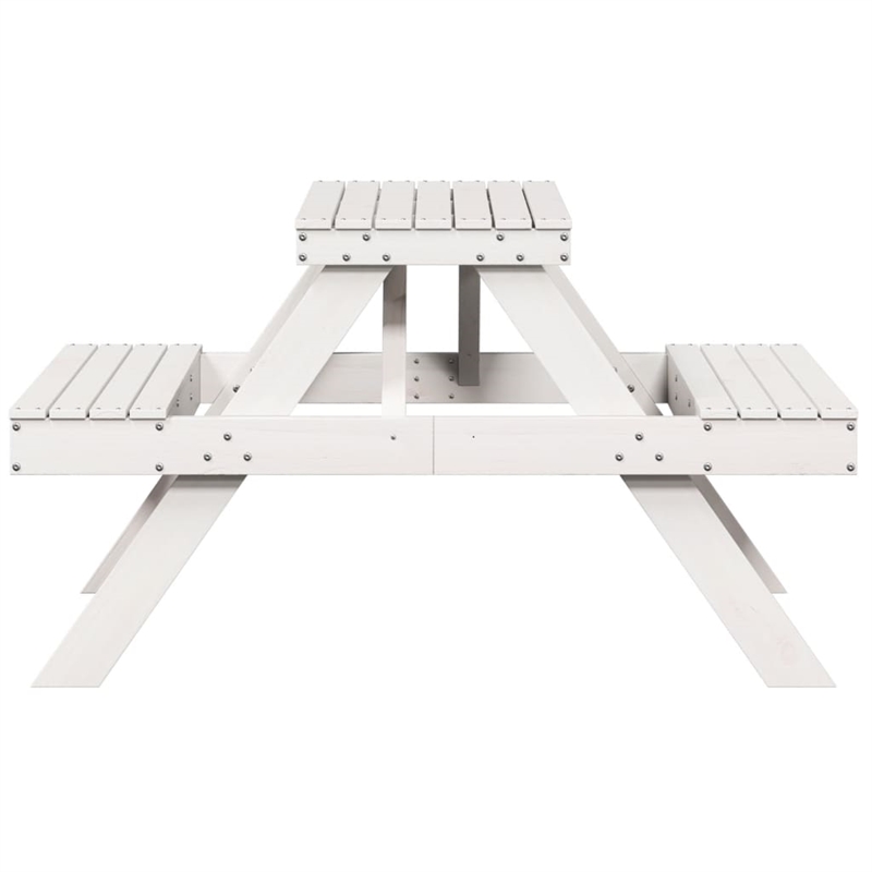vidaXL Solid Pine Wood Picnic Table in White