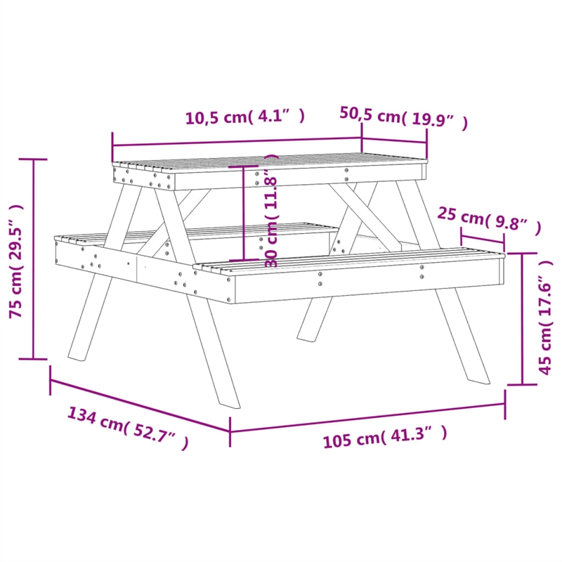 vidaXL Solid Pine Wood Picnic Table in White