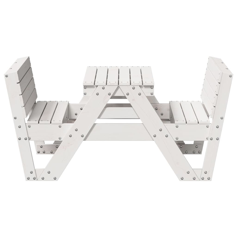 vidaXL Solid Pine Wood Picnic Table in White
