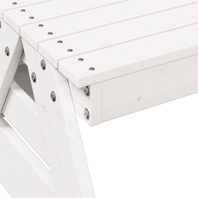 vidaXL Solid Pine Wood Picnic Table in White