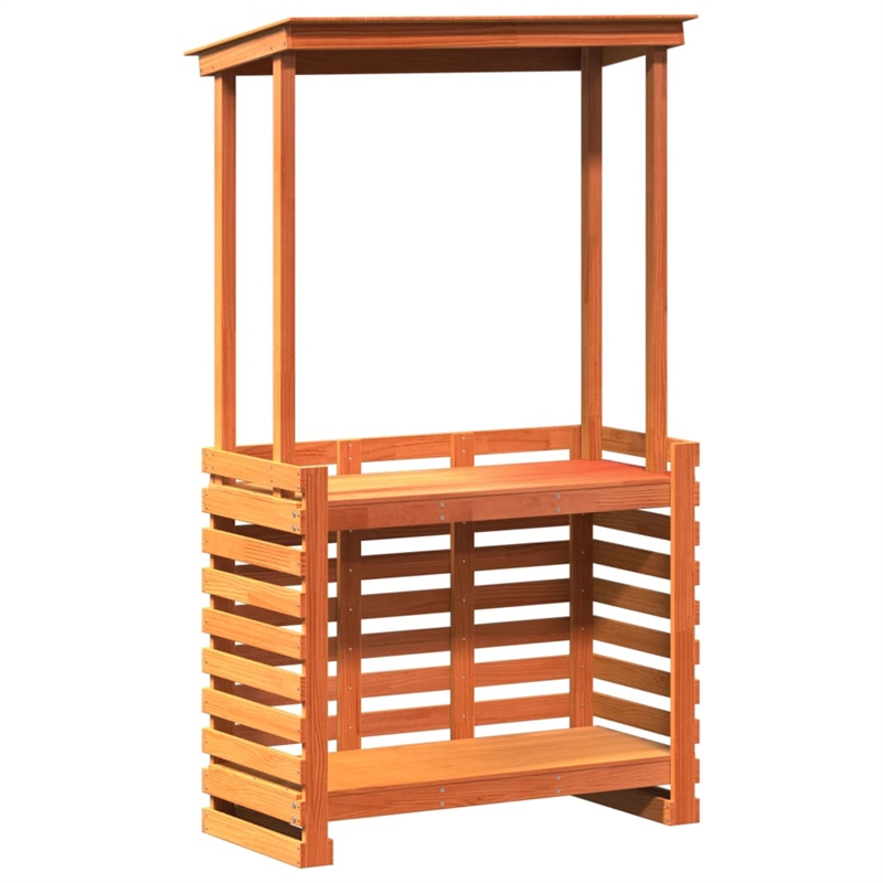 vidaXL Solid Pine Wood Medium Outdoor Bar Table in Wax Brown