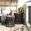 vidaXL PE Rattan 2 Piece Stackable Garden Side Table in Black/Brown