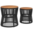 vidaXL PE Rattan 2 Piece Stackable Garden Side Table in Black/Brown