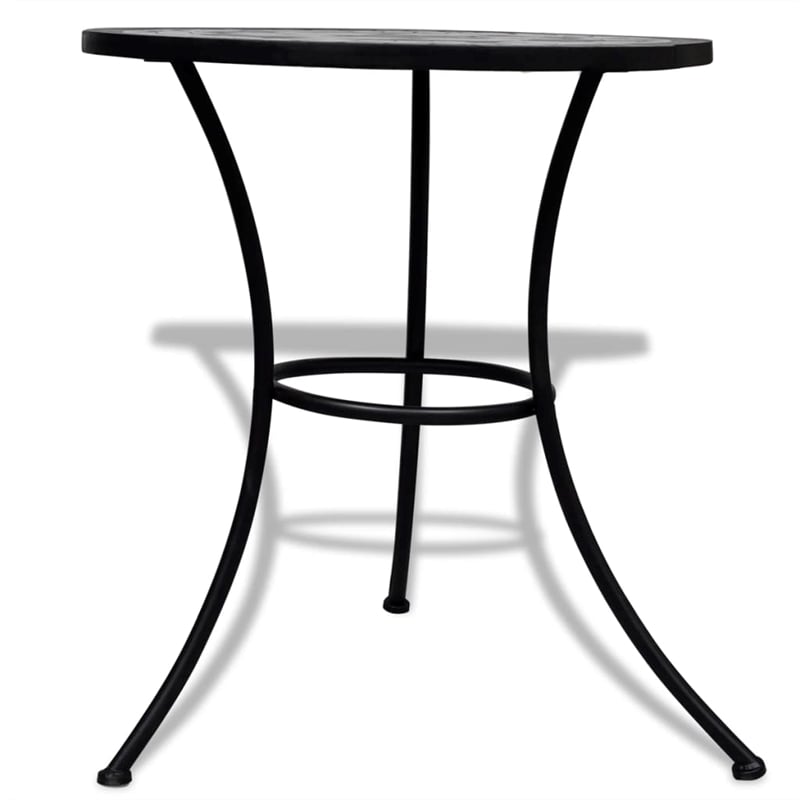 vidaXL Powder Coated Iron Garden Dining Table in Black and White
