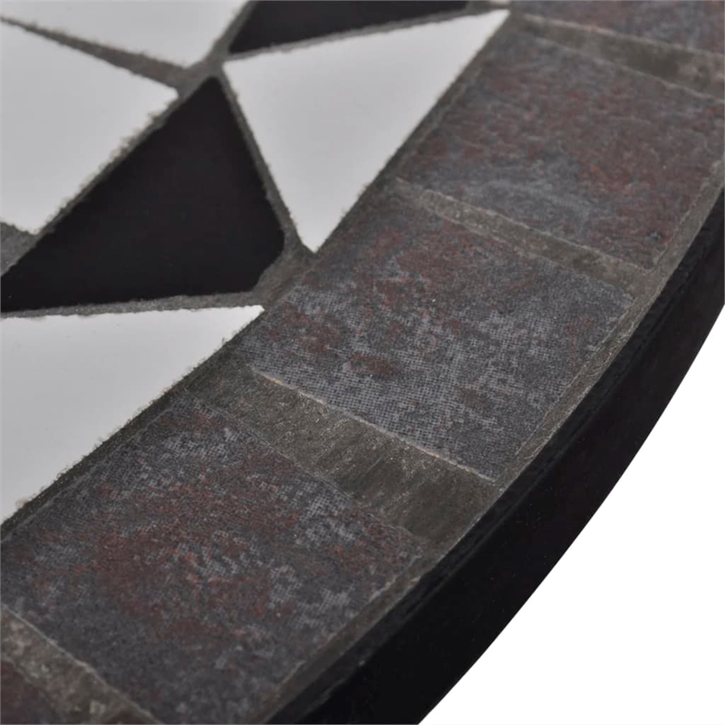 vidaXL Powder Coated Iron Garden Dining Table in Black and White