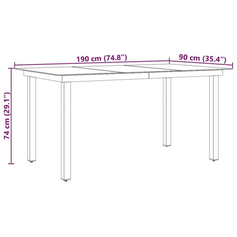 vidaXL Aluminum Garden Dining Table in Black